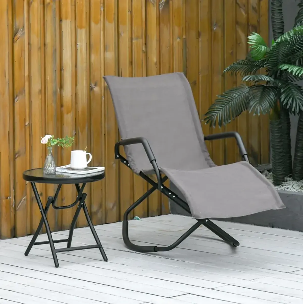 Brown Outdoor Lounger: Zero-Gravity Rocking Sun Recliner