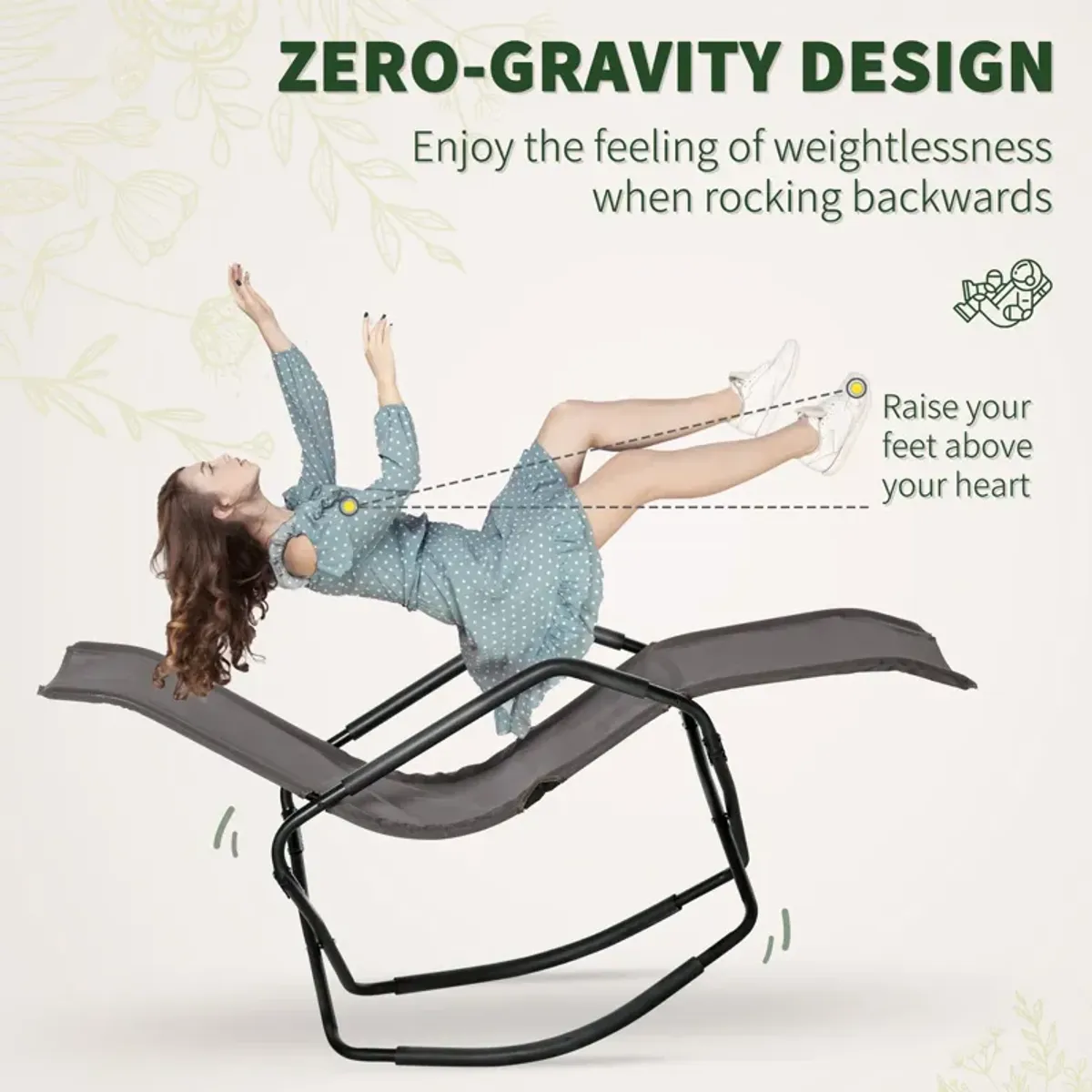 Brown Outdoor Lounger: Zero-Gravity Rocking Sun Recliner