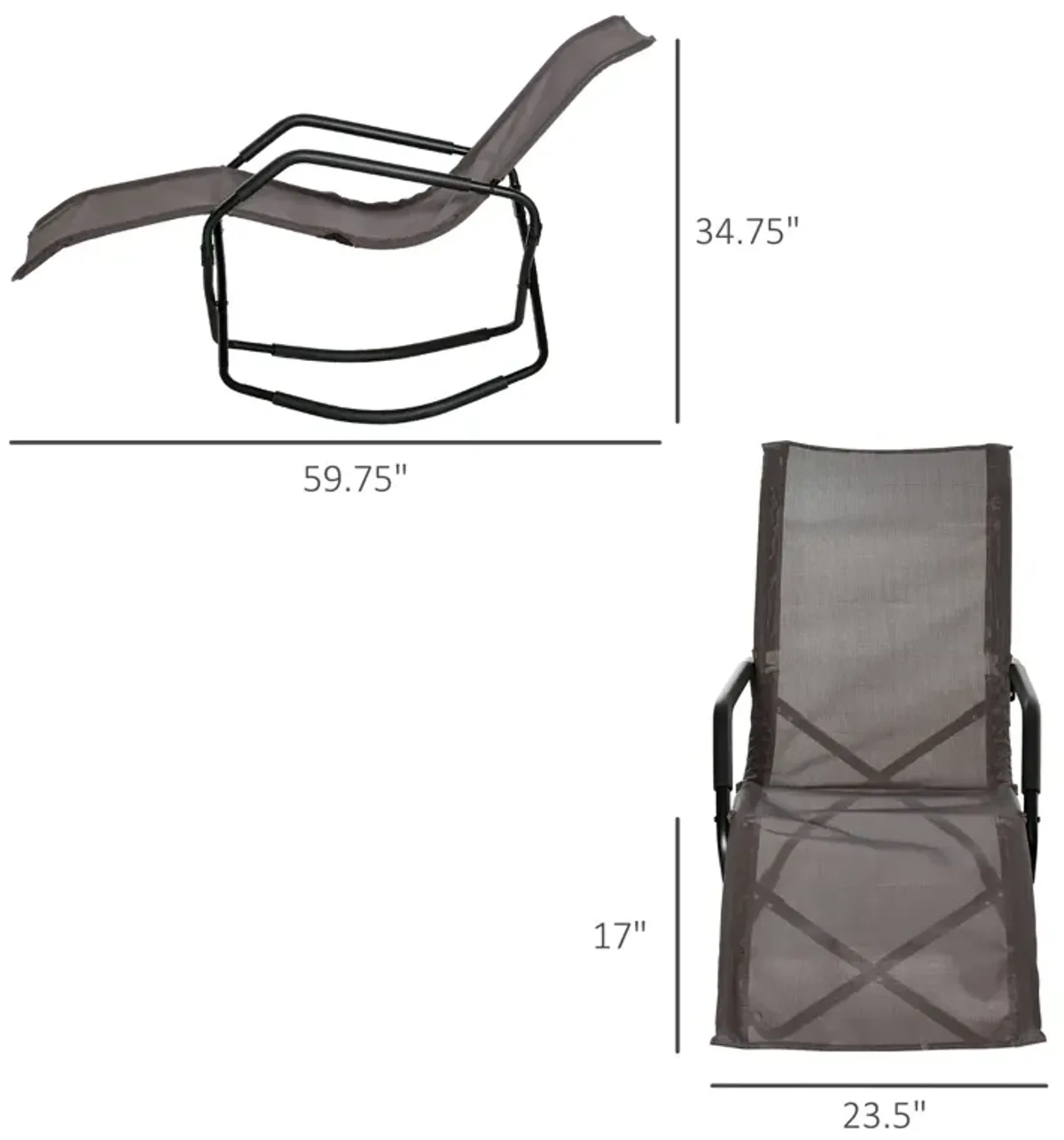 Brown Outdoor Lounger: Zero-Gravity Rocking Sun Recliner