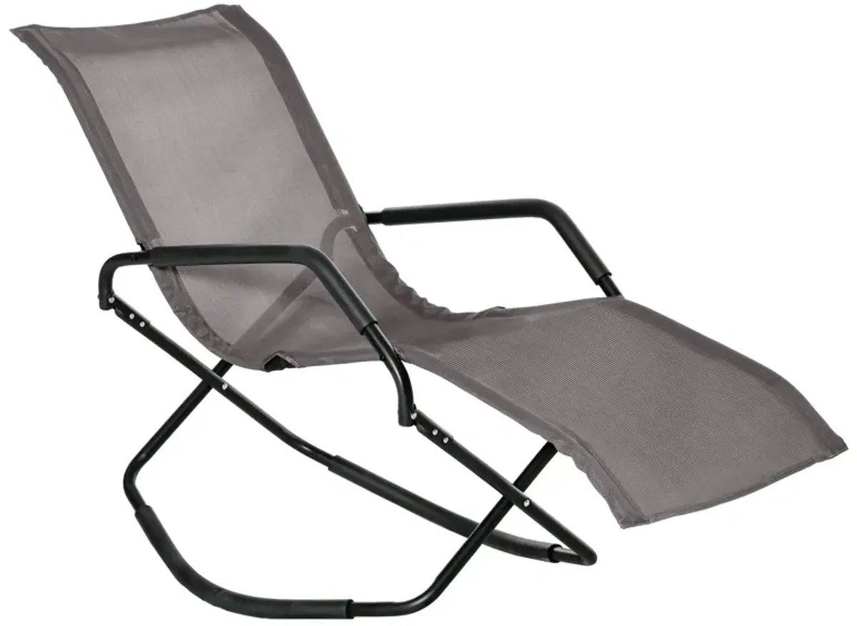 Brown Outdoor Lounger: Zero-Gravity Rocking Sun Recliner