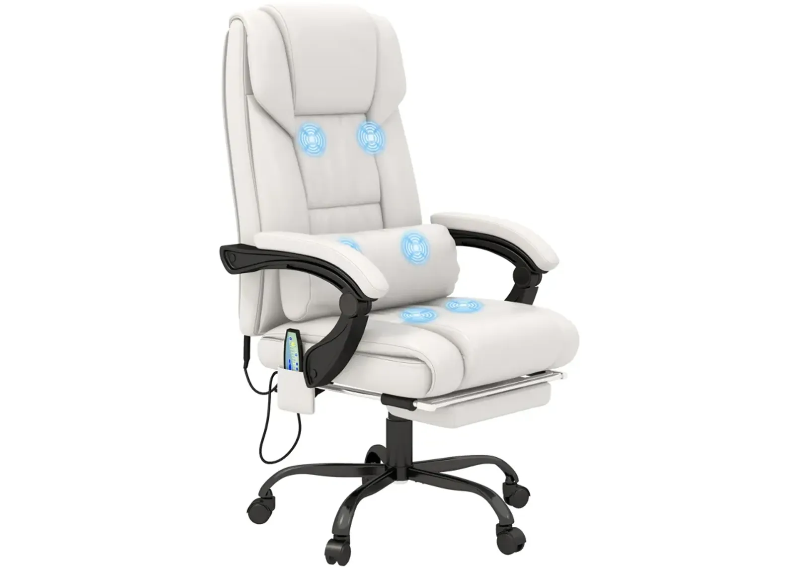 Massaging Office Chair w/ Reclining Function 5 Wheels and High Back Support