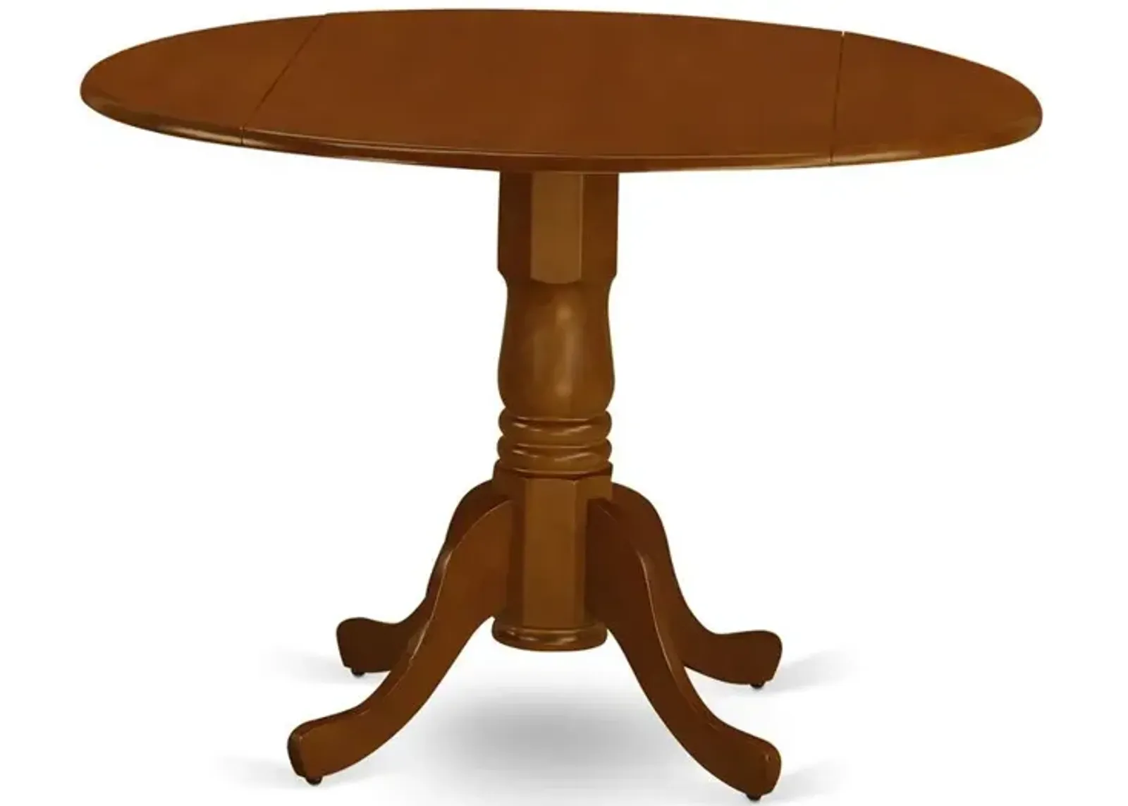 Dublin Round Table with two 9" Drop Leaves in Saddle Brown Finish