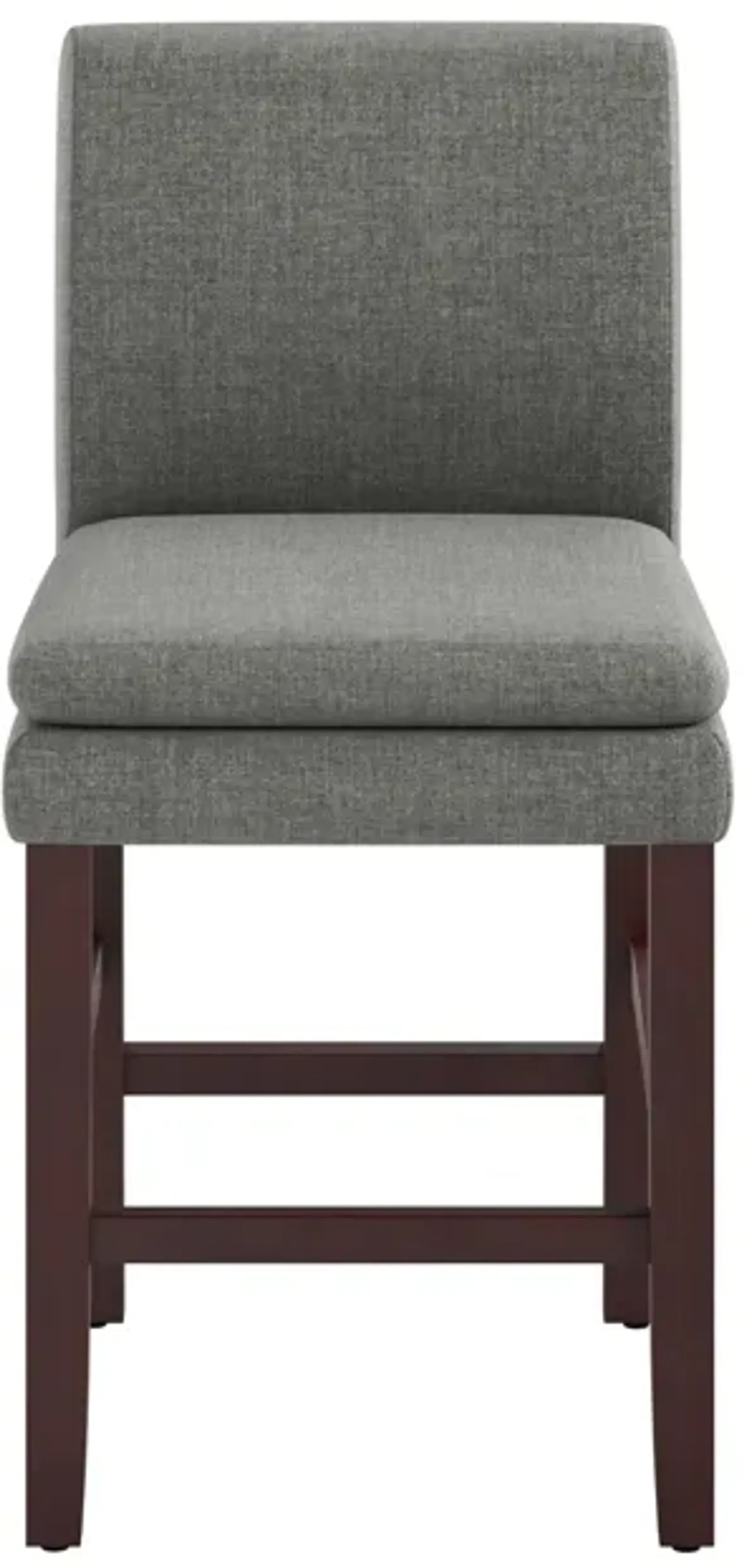 Clive Upholstered High Back Counter Stool with Dark Brown Legs, Gray