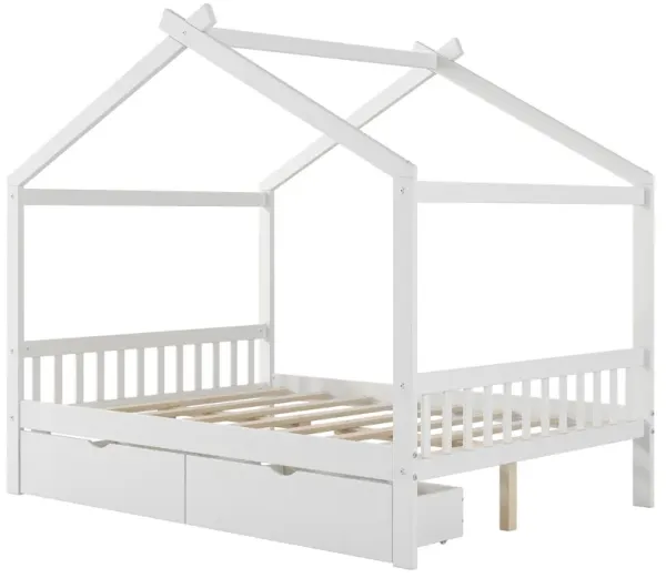 Merax Full Size House Platform Bed with Two Drawers