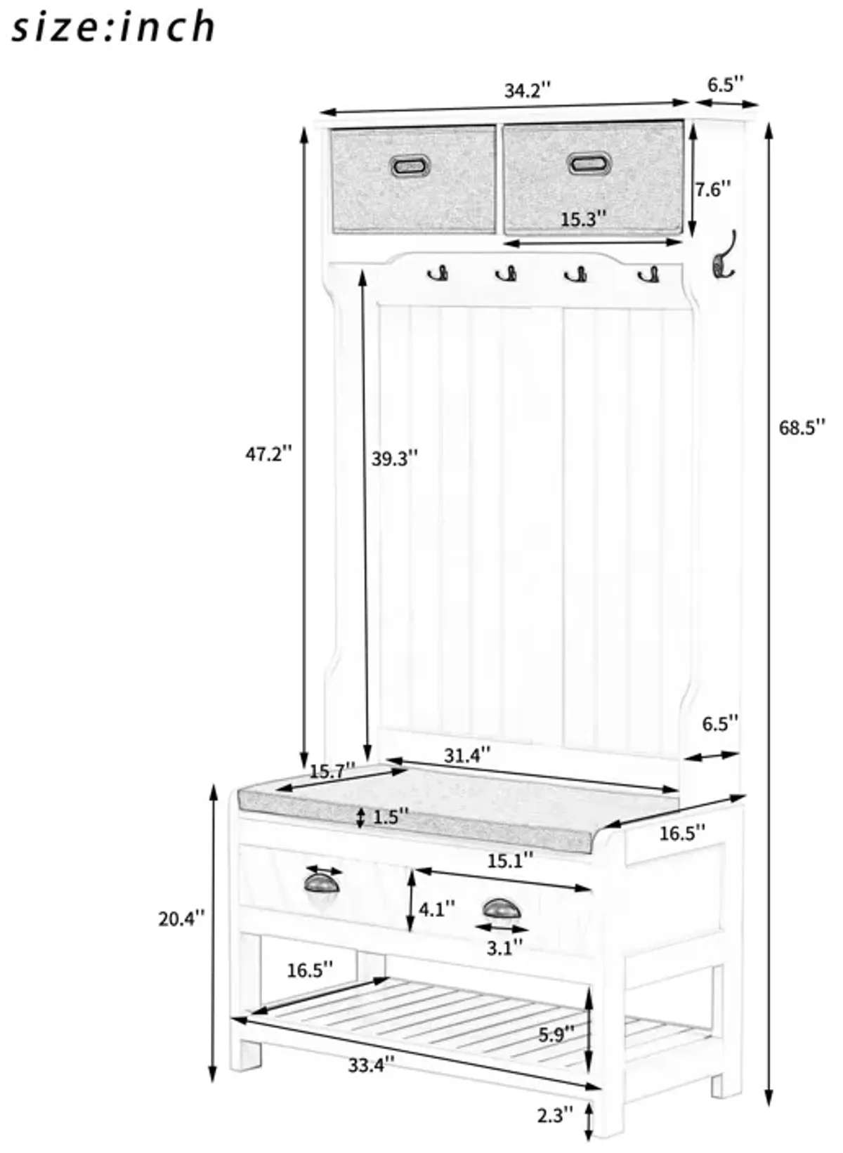 Merax Hall Tree with Bench and Shoes Storage