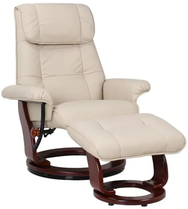 Scandinavian / European-styled recliner and ottoman in Taupe