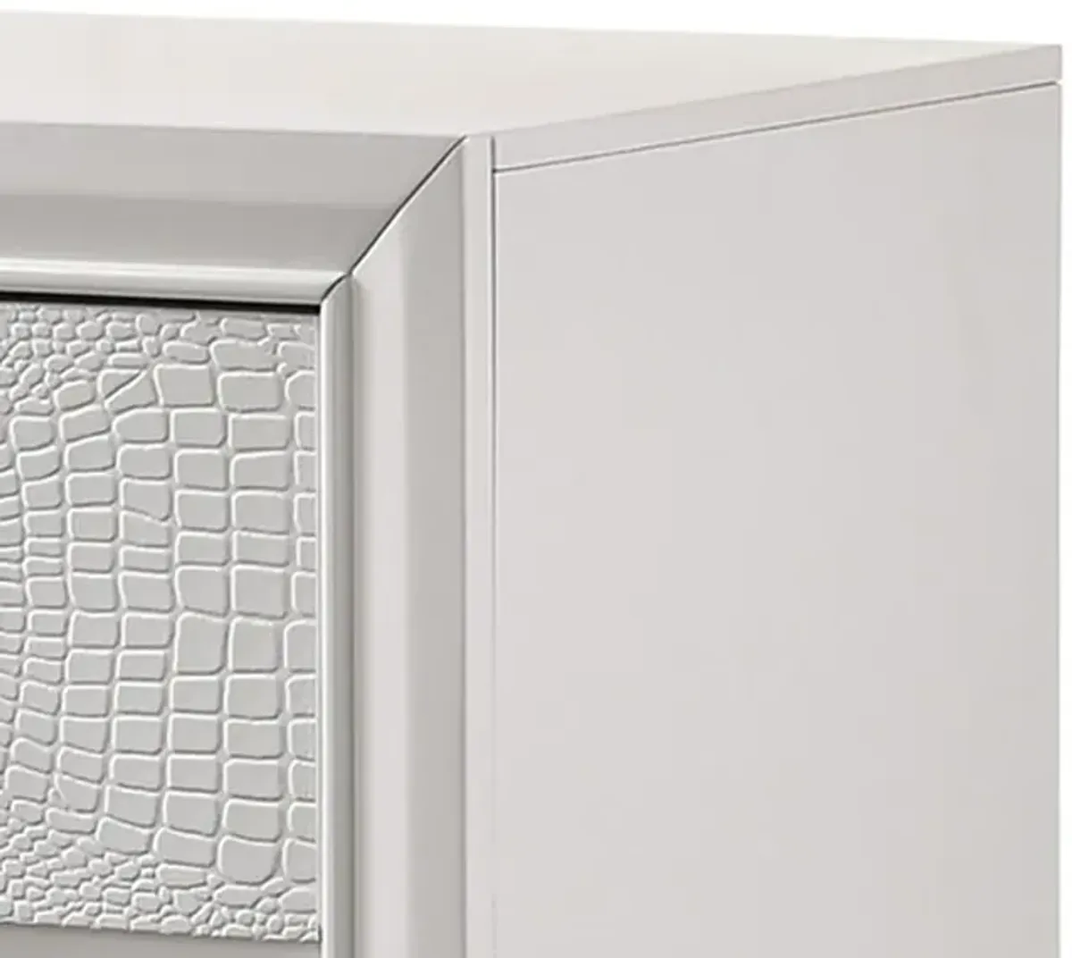 Nightstand with Textured Pattern and 2 Drawers, White-Benzara