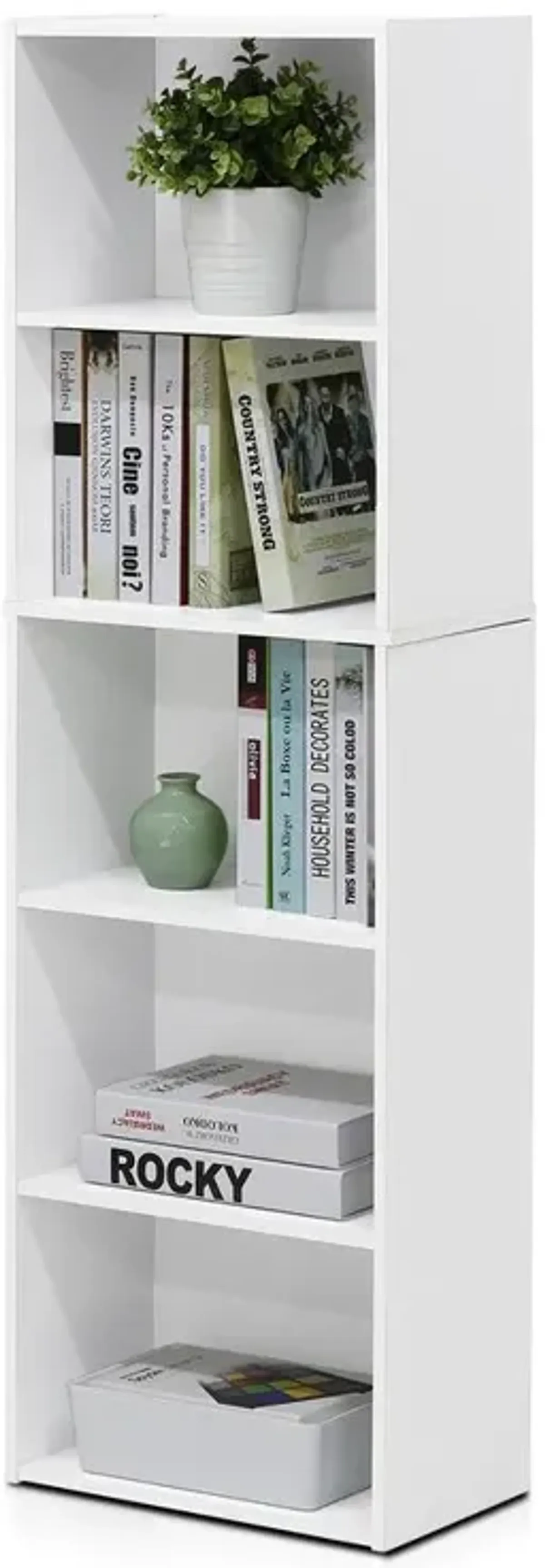 Furinno Luder 5-Tier Reversible Color Open Shelf Bookcase - White