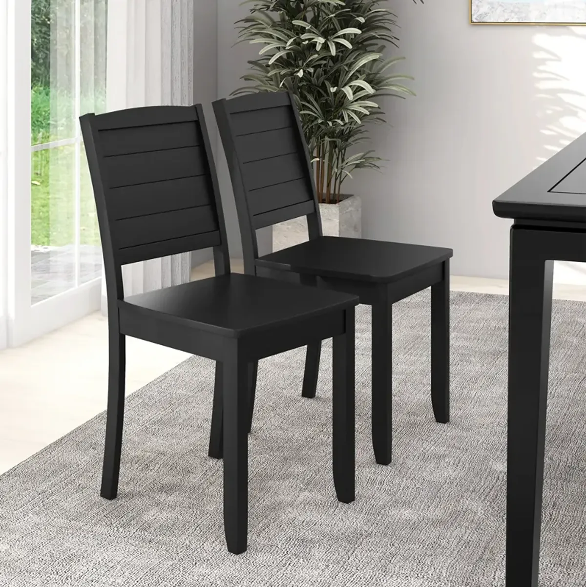 Wood Dining Chair Set of 2 Armless Kitchen Chairs with Rubber Wood Legs