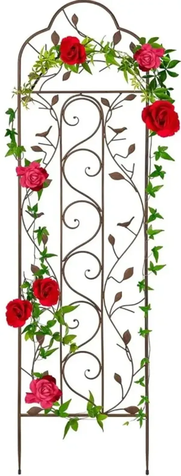 Hivvago 60-inch Tall Outdoor Iron Garden Trellis in Bronze Metal Finish