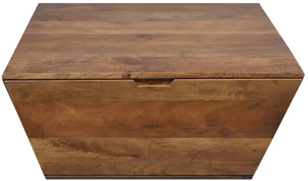 36 Inch Handcrafted Modern Farmhouse Coffee Table, Geometric Angled Square, 1 Drawer, Walnut Mango Wood - Benzara