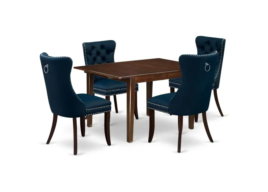 5 Piece Kitchen Table Set Contains a Rectangle Dining Table with Butterfly Leaf