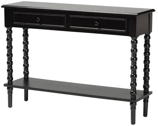 Baxton Studio Malinda Classic Black Wood 2 Drawer Console Table with Spindle Legs