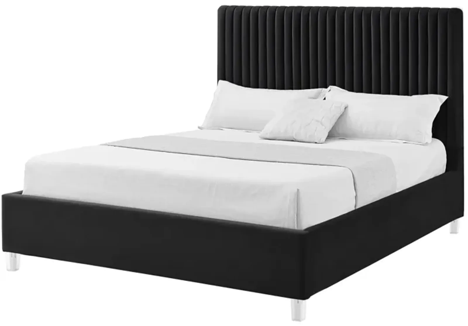 Inspired Home Jaylanie Velvet Platform Bed