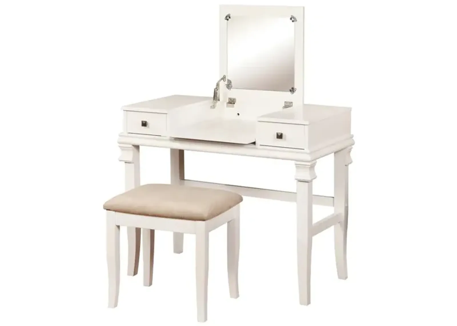 Linon Angela White Vanity Set