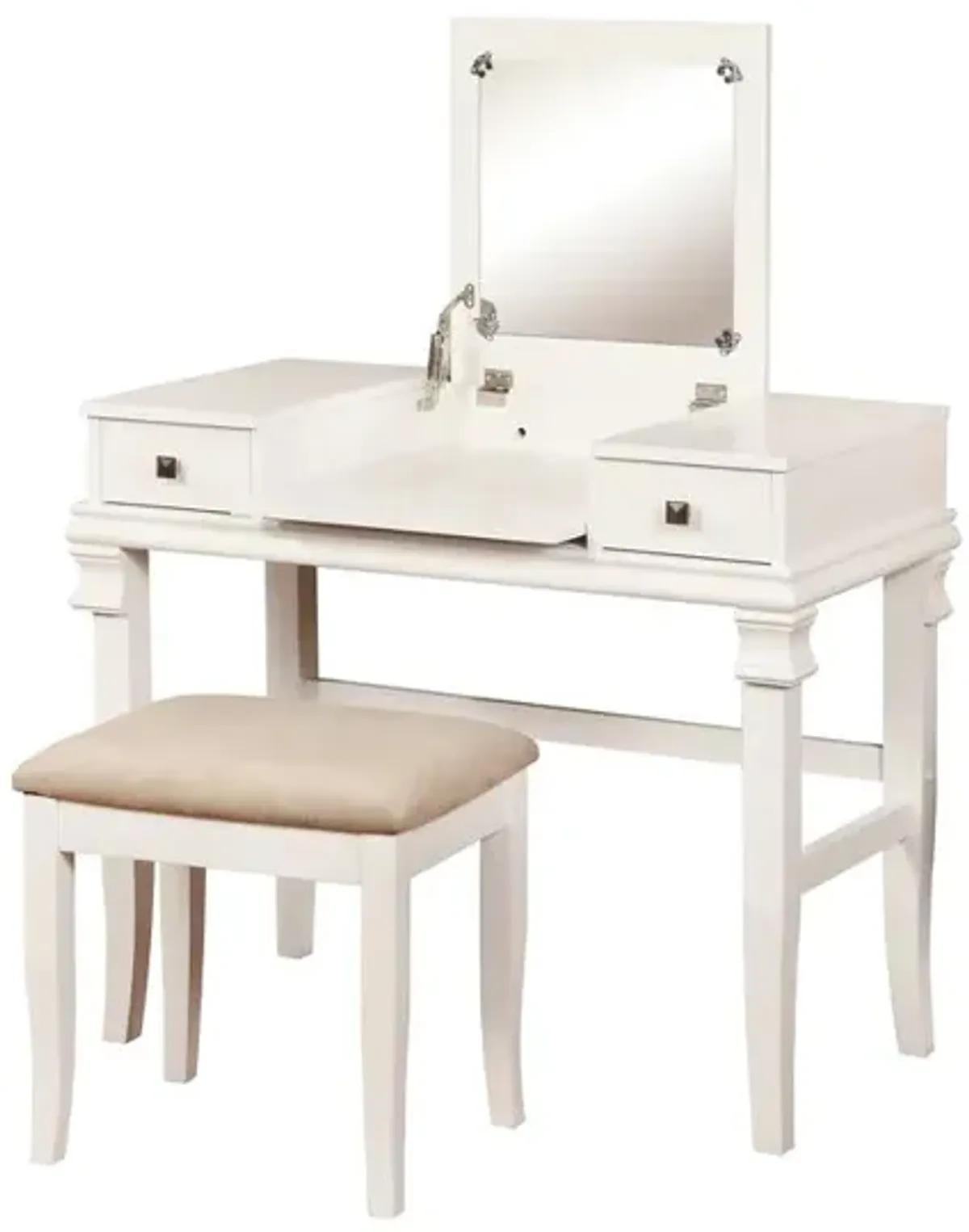 Linon Angela White Vanity Set