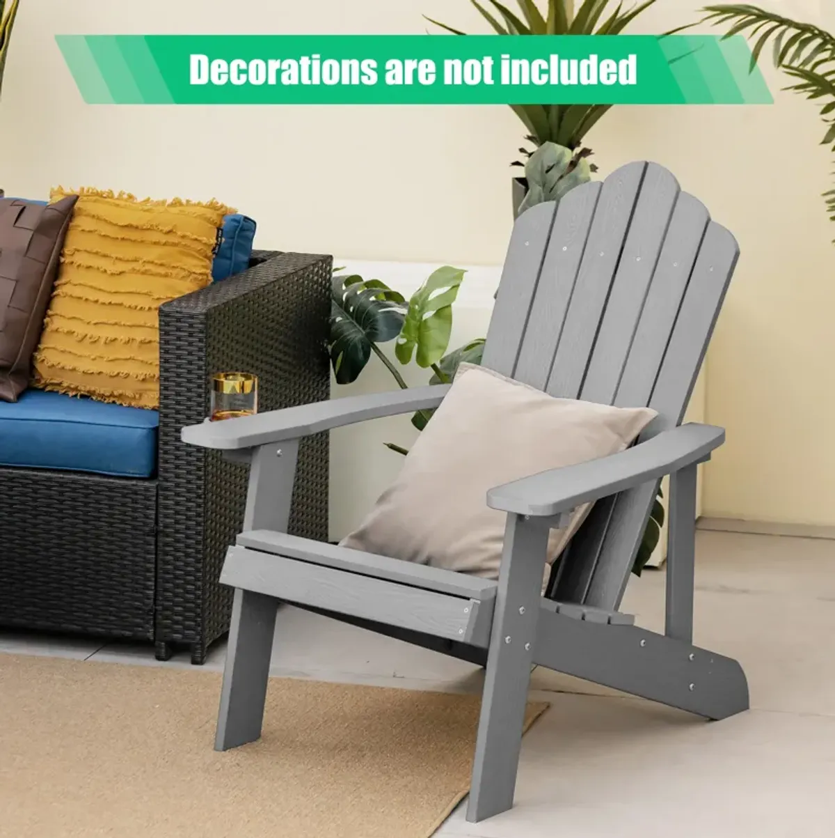 Weather Resistant HIPS Outdoor Adirondack Chair with Cup Holder