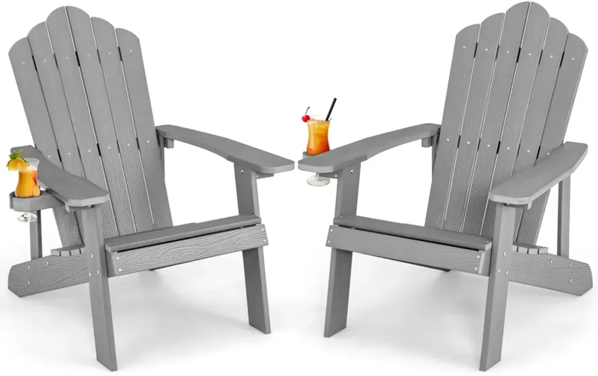 Weather Resistant HIPS Outdoor Adirondack Chair with Cup Holder