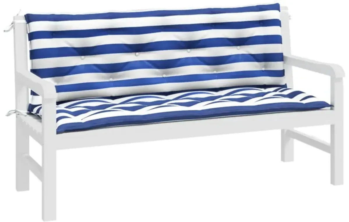 vidaXL Garden Bench Cushions 2pcs Blue&White Stripe 59.1"x19.7"x2.8" Fabric