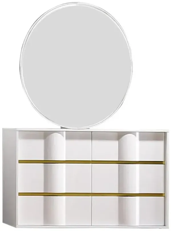 Best Master Furniture Best Master Havana 2-Piece Poplar Wood Dresser and Mirror Set in White/Gold Trim