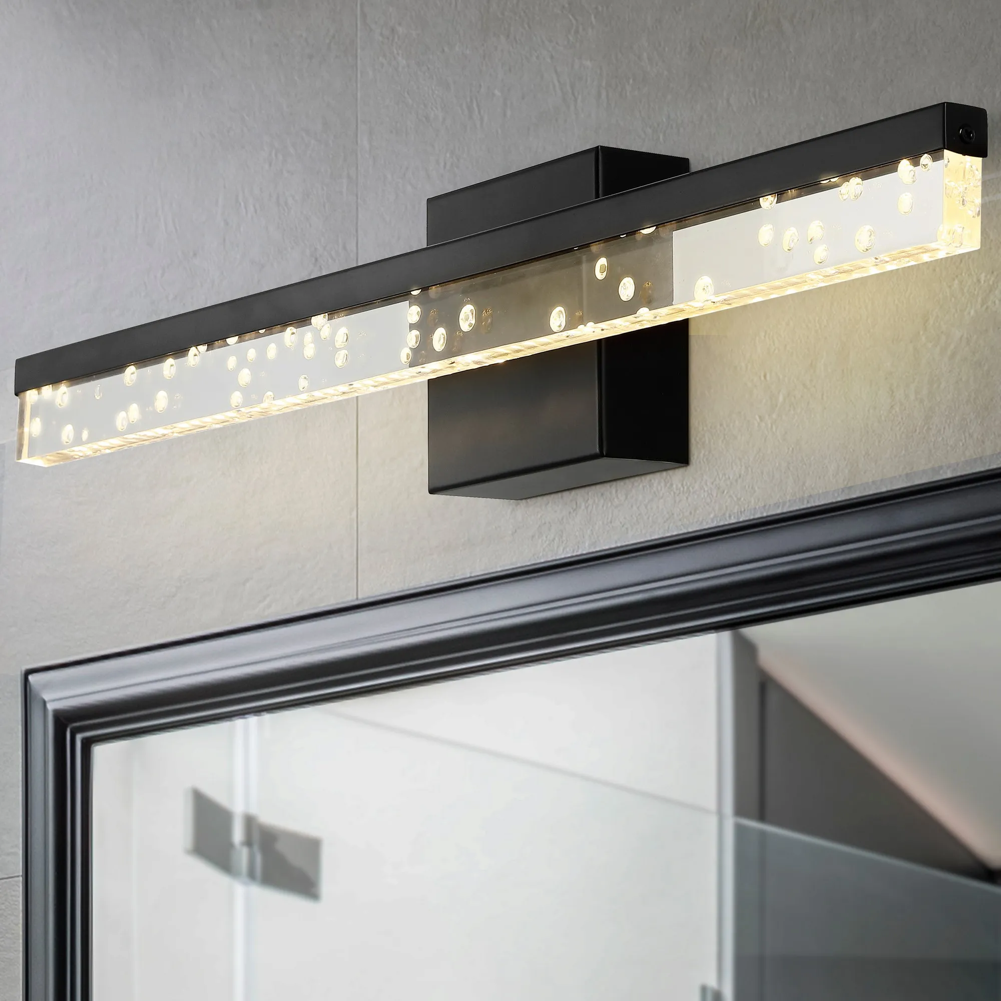 Mario Modern Contemporary Iron/Seeded Acrylic Integrated LED Vanity Light