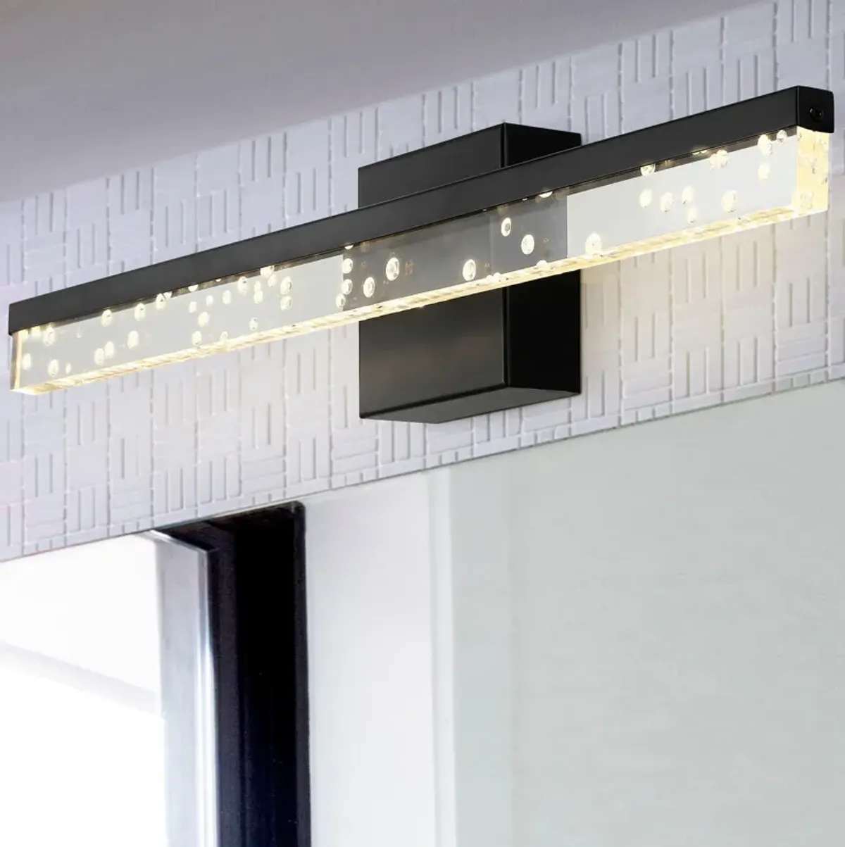 Mario Modern Contemporary Iron/Seeded Acrylic Integrated LED Vanity Light