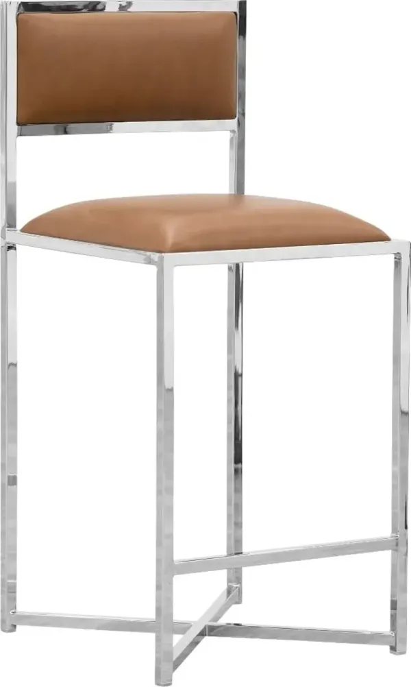 Amalfi X-Base Counter Stool in Cognac Leather - Set of 2
