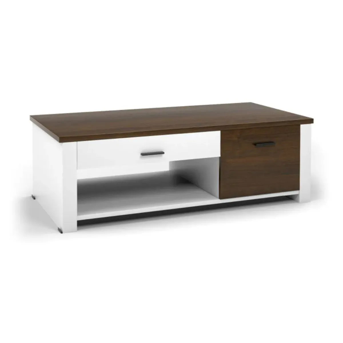 Hivvago Modern Coffee Table with Front Back Drawers and Compartments for Living Room