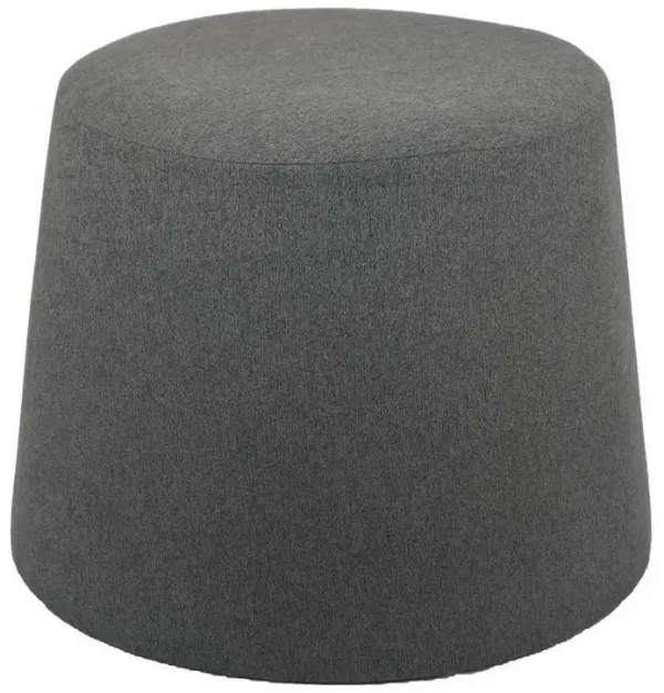 Santo Ottoman, Dark Gray Linen, Modern Gumdrop Silhouette 22 Inch - Benzara