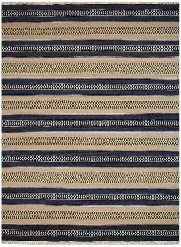 RUGSOTIC CARPETS HAND WOVEN FLAT WEAVE KILIM WOOL ECO-FRIENDLY AREA RUGS  - 6'x9', Rectangle Shape, Aqua Cream Color, Contemporary Modern Design, Low Pile Handmade Rugs for Living Room (D00114)