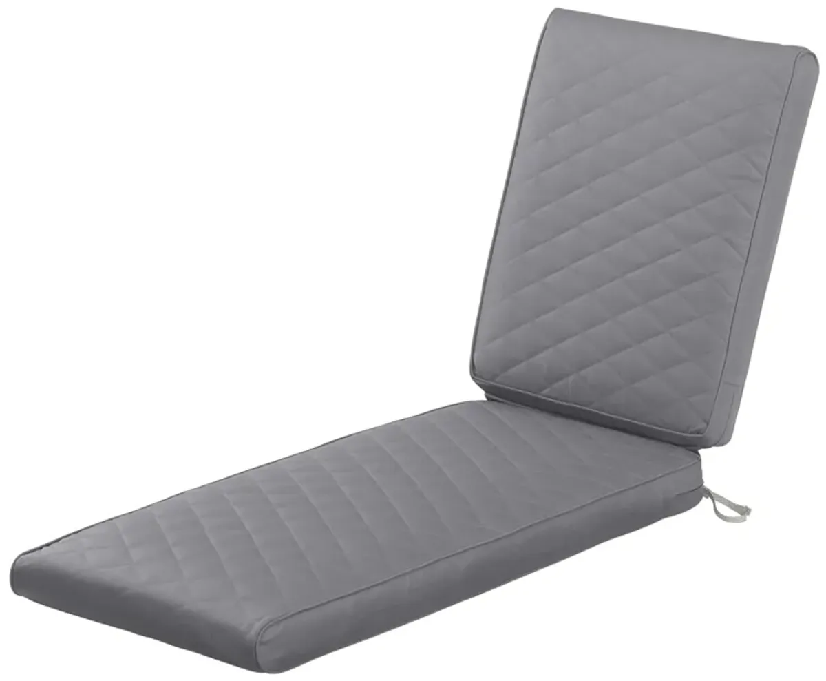 Classic Accessories Montlake FadeSafe Water-Resistant 72 x 21 x 3 Inch Outdoor Quilted Chaise Lounge Cushion, Patio Furniture Cushion, Grey, Patio Cushion