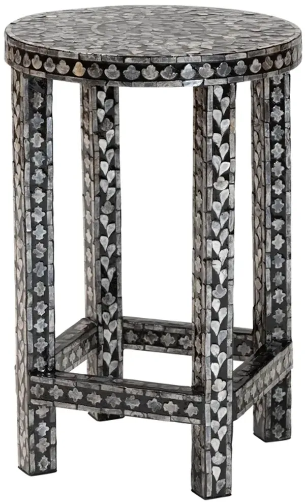 bali & pari Elara Coastal Black and White Mother of Pearl Capiz Shell End Table