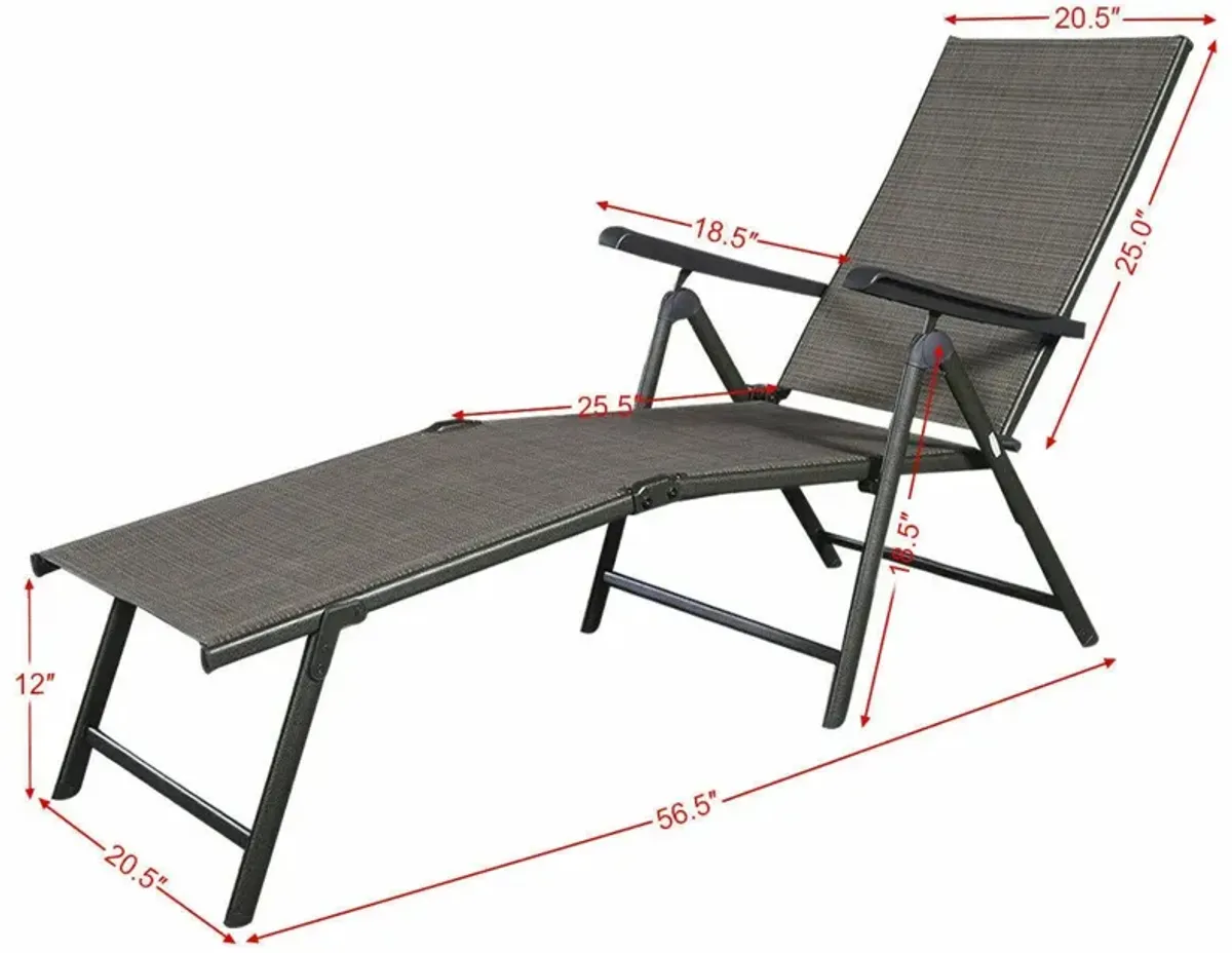 Set Of 2 Adjustable Chaise Lounge Chair with 5 Reclining Positions