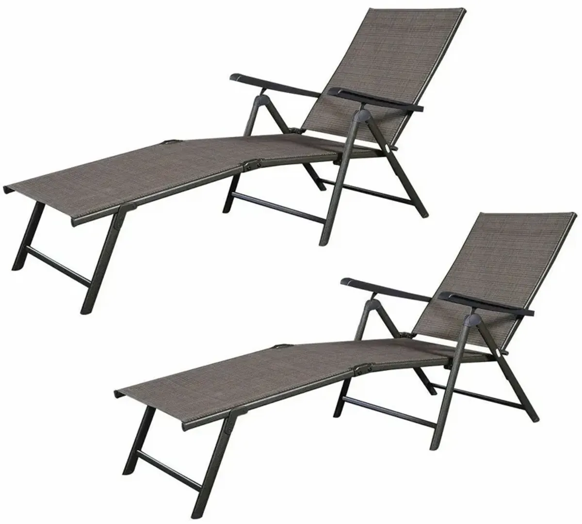 Set Of 2 Adjustable Chaise Lounge Chair with 5 Reclining Positions