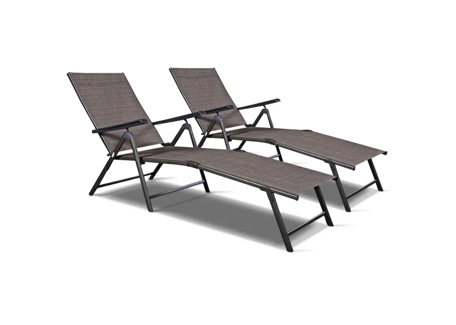 Set Of 2 Adjustable Chaise Lounge Chair with 5 Reclining Positions