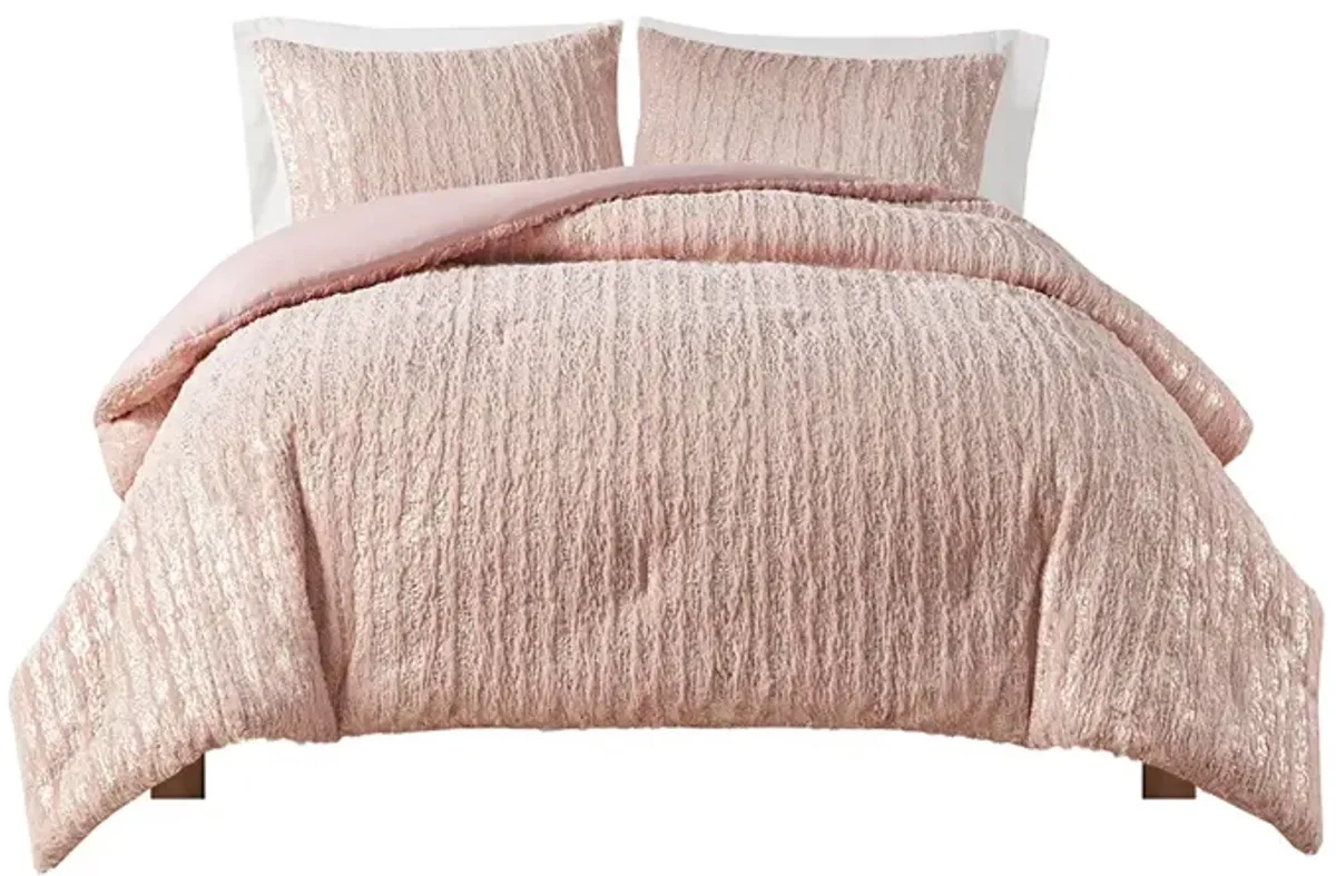 Gracie Mills Maelona Metallic Print Faux Fur Comforter Set