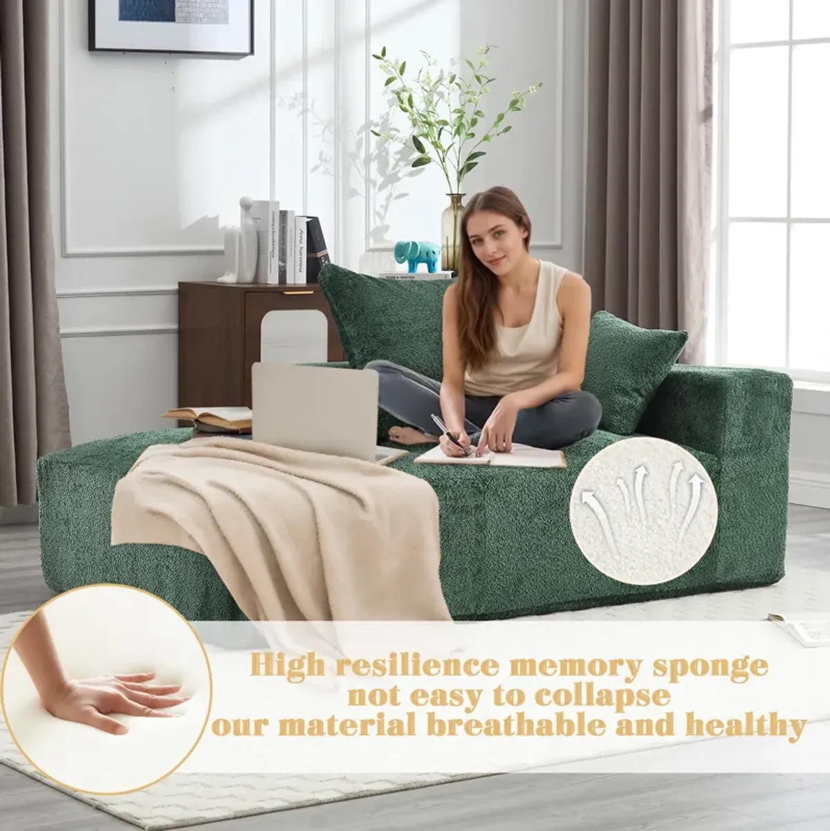 Merax Chenille 2-seat Lounging Sofa  Chair