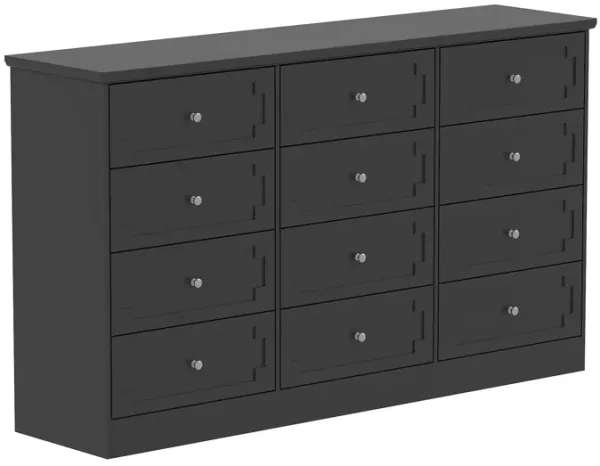 FUFU&GAGA 12-Drawer Dresser with Elegant Molding, Sturdy Construction, and Smooth Glide Drawers, (61"W x 15"D x 35.4"H), Black