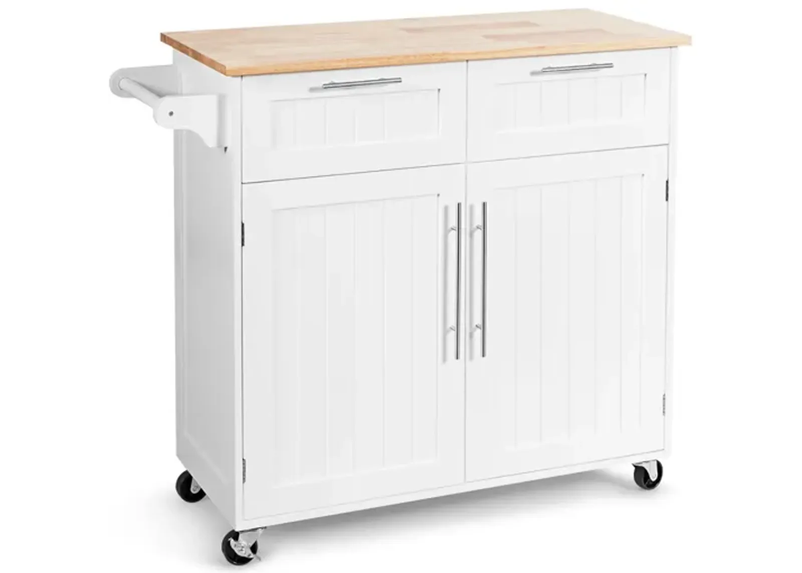 Heavy Duty Rolling Kitchen Cart with Tower Holder and Drawer