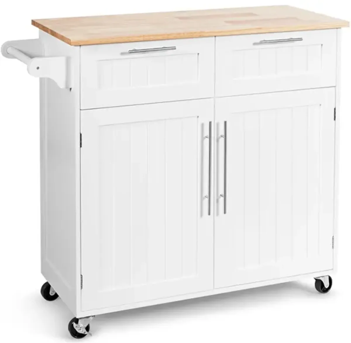 Heavy Duty Rolling Kitchen Cart with Tower Holder and Drawer