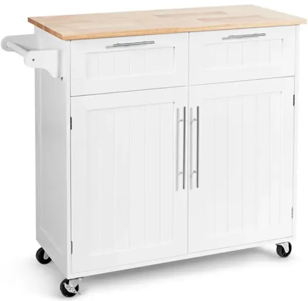 Heavy Duty Rolling Kitchen Cart with Tower Holder and Drawer