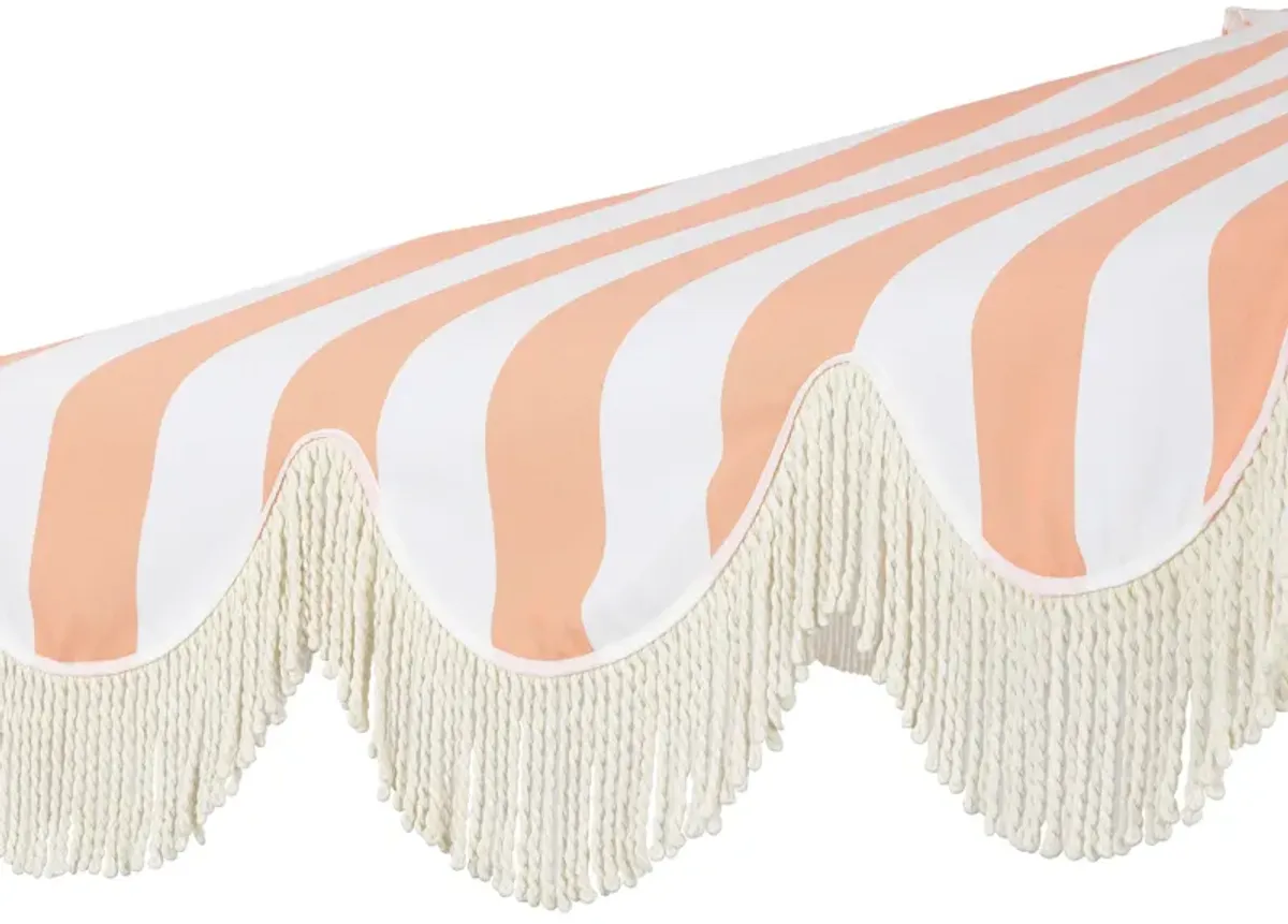 Beverly Designer Classic Scalloped Fringe Half Market Patio Umbrella with Crank, Push Button Tilt and UV Protection