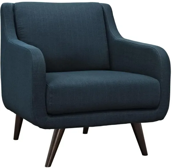 Modway Verve Upholstered Fabric Mid-Century Accent Arm Lounge Chair in Azure