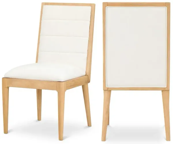 Meridian Furniture Bristol Cream Linen Textured Fabric Dining Chair, Set of 2