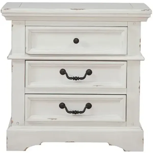 Stonebrook 3-Drawer Nightstand - Distressed Antique White