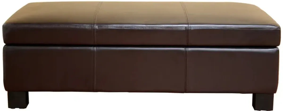 Baxton Studio Gallo Dark Brown Leather Storage Ottoman
