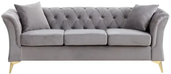 Modern Chesterfield Curved Sofa Tufted Velvet Couch 3 Seat Button Tufted Couch With Scroll