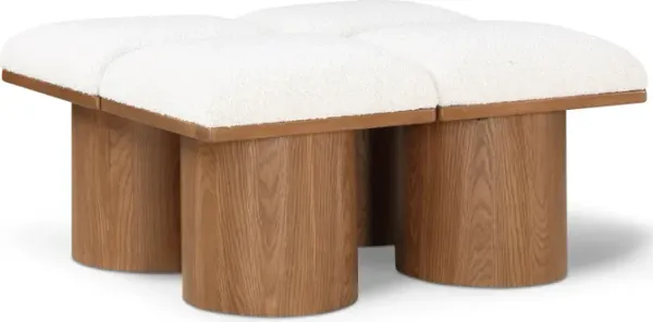 Meridian Furniture Pavilion Cream Boucle Fabric Bench