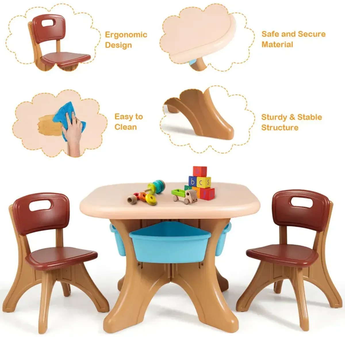 Children Kids Activity Table & Chair Set Play Furniture with Storage