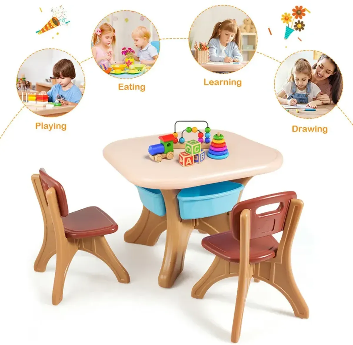 Children Kids Activity Table & Chair Set Play Furniture with Storage